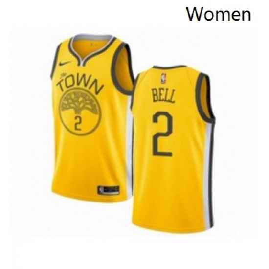 Womens Nike Golden State Warriors 2 Jordan Bell Yellow Swingman Jersey Earned Edition